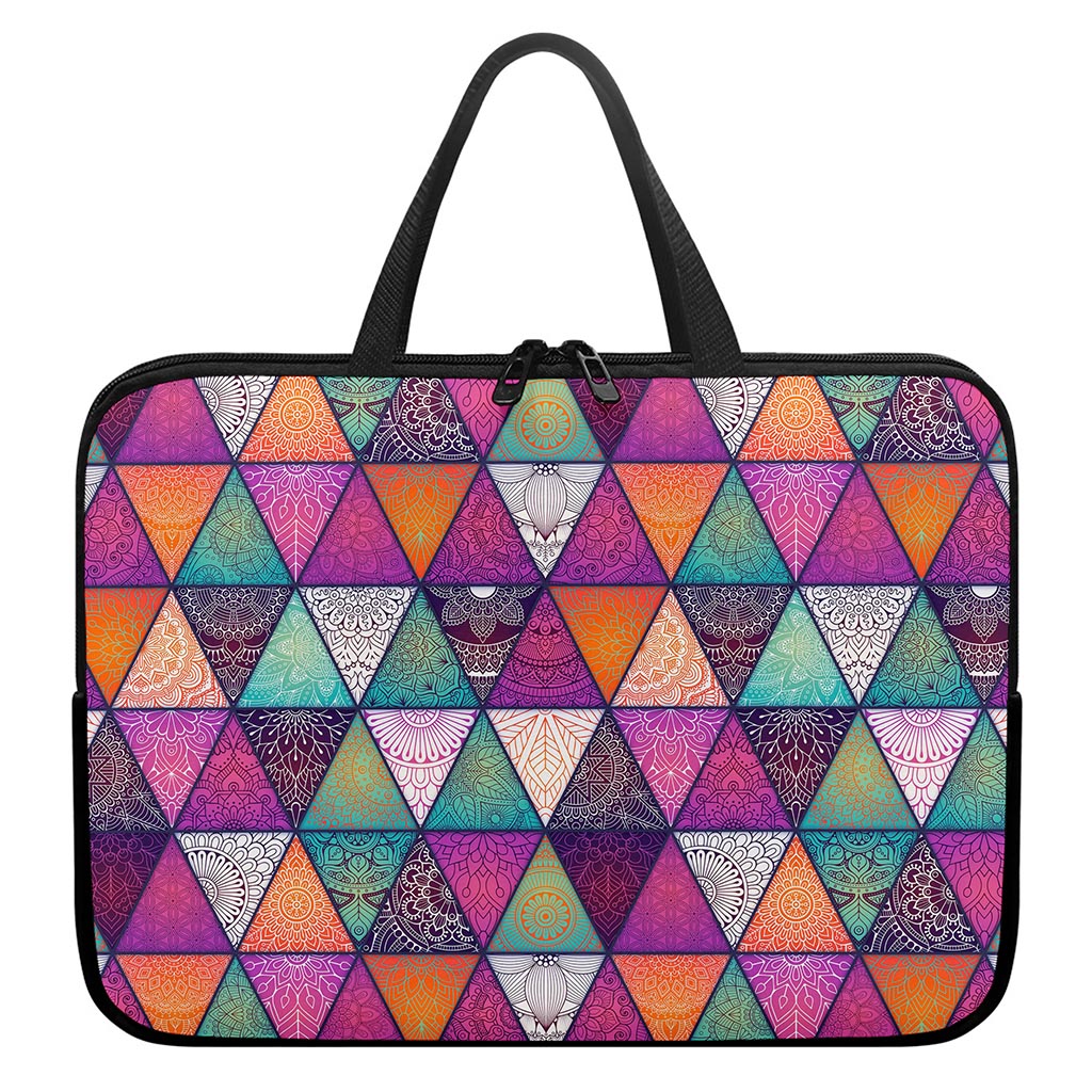 Triangle Bohemian Mandala Pattern Print Laptop Sleeve With Handle