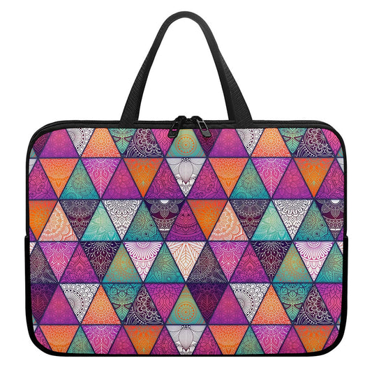 Triangle Bohemian Mandala Pattern Print Laptop Sleeve With Handle