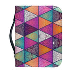 Triangle Bohemian Mandala Pattern Print Leather Bible Cover