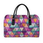 Triangle Bohemian Mandala Pattern Print Leather Duffle Bag