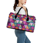 Triangle Bohemian Mandala Pattern Print Leather Duffle Bag