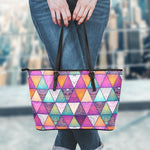Triangle Bohemian Mandala Pattern Print Leather Tote Bag