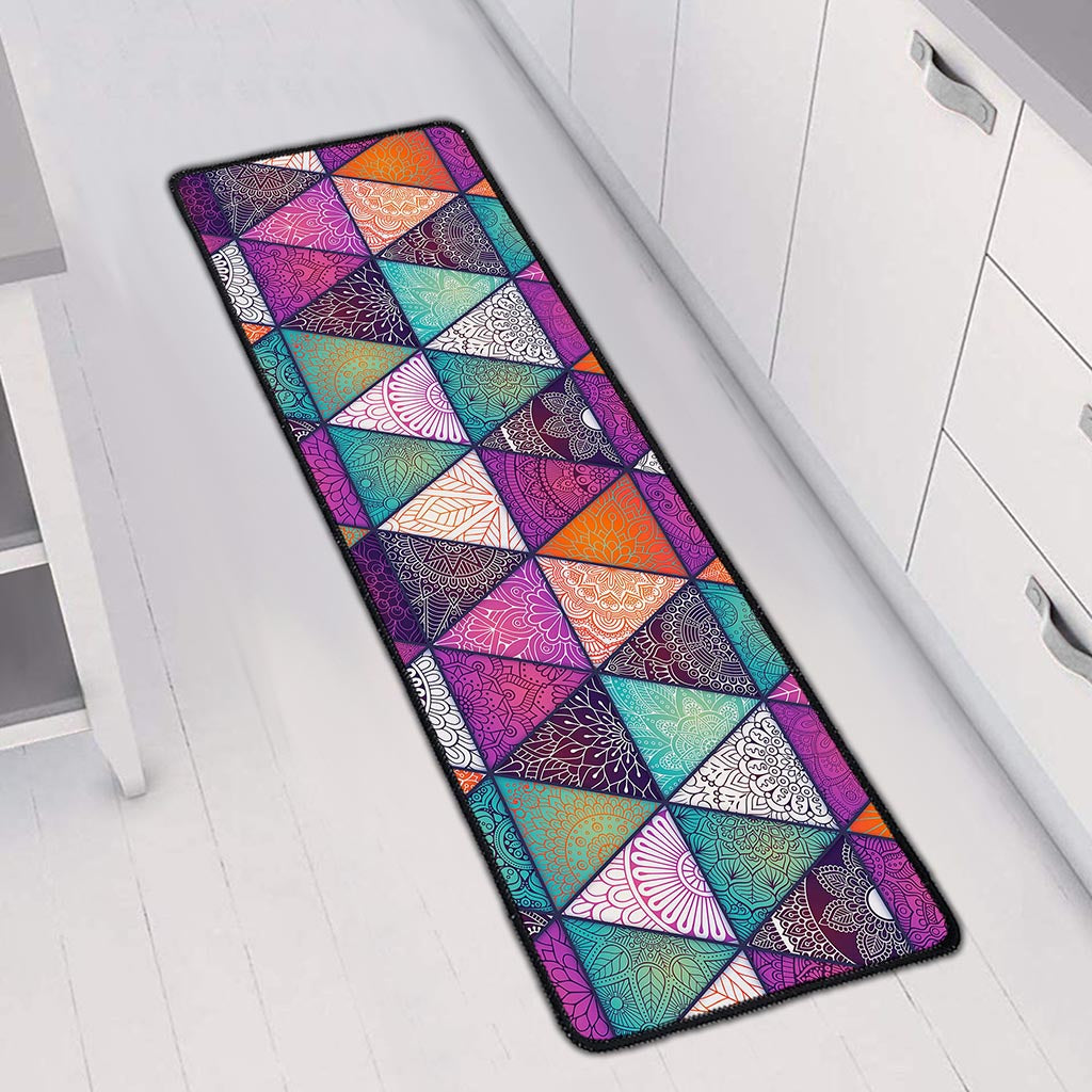 Triangle Bohemian Mandala Pattern Print Long Kitchen Mat