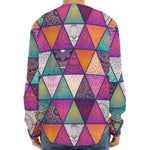 Triangle Bohemian Mandala Pattern Print Long Sleeve Baseball Jersey