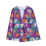 Triangle Bohemian Mandala Pattern Print Long Sleeve Short Coat