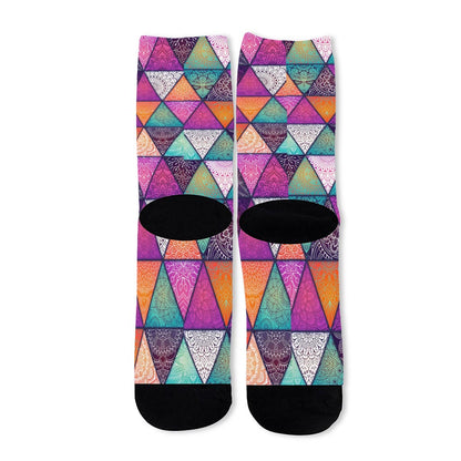 Triangle Bohemian Mandala Pattern Print Long Socks
