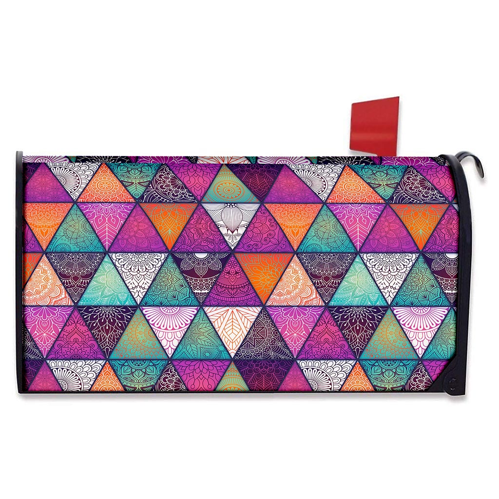 Triangle Bohemian Mandala Pattern Print Mailbox Cover