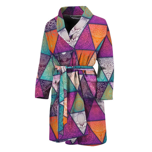 Triangle Bohemian Mandala Pattern Print Men's Bathrobe
