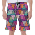 Triangle Bohemian Mandala Pattern Print Men's Beach Shorts