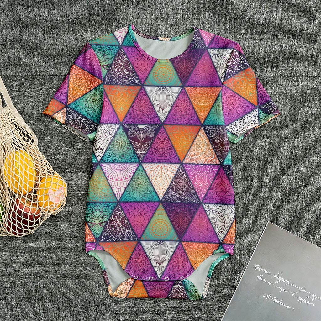 Triangle Bohemian Mandala Pattern Print Men's Bodysuit