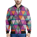 Triangle Bohemian Mandala Pattern Print Men's Bomber Jacket