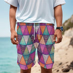 Triangle Bohemian Mandala Pattern Print Men's Cargo Shorts