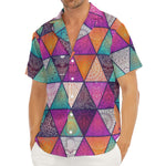 Triangle Bohemian Mandala Pattern Print Men's Deep V-Neck Shirt