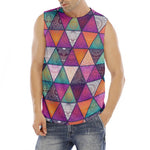 Triangle Bohemian Mandala Pattern Print Men's Fitness Tank Top