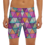 Triangle Bohemian Mandala Pattern Print Men's Long Boxer Briefs