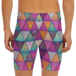 Triangle Bohemian Mandala Pattern Print Men's Long Boxer Briefs