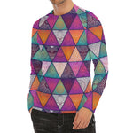 Triangle Bohemian Mandala Pattern Print Men's Long Sleeve Rash Guard