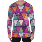 Triangle Bohemian Mandala Pattern Print Men's Long Sleeve T-Shirt