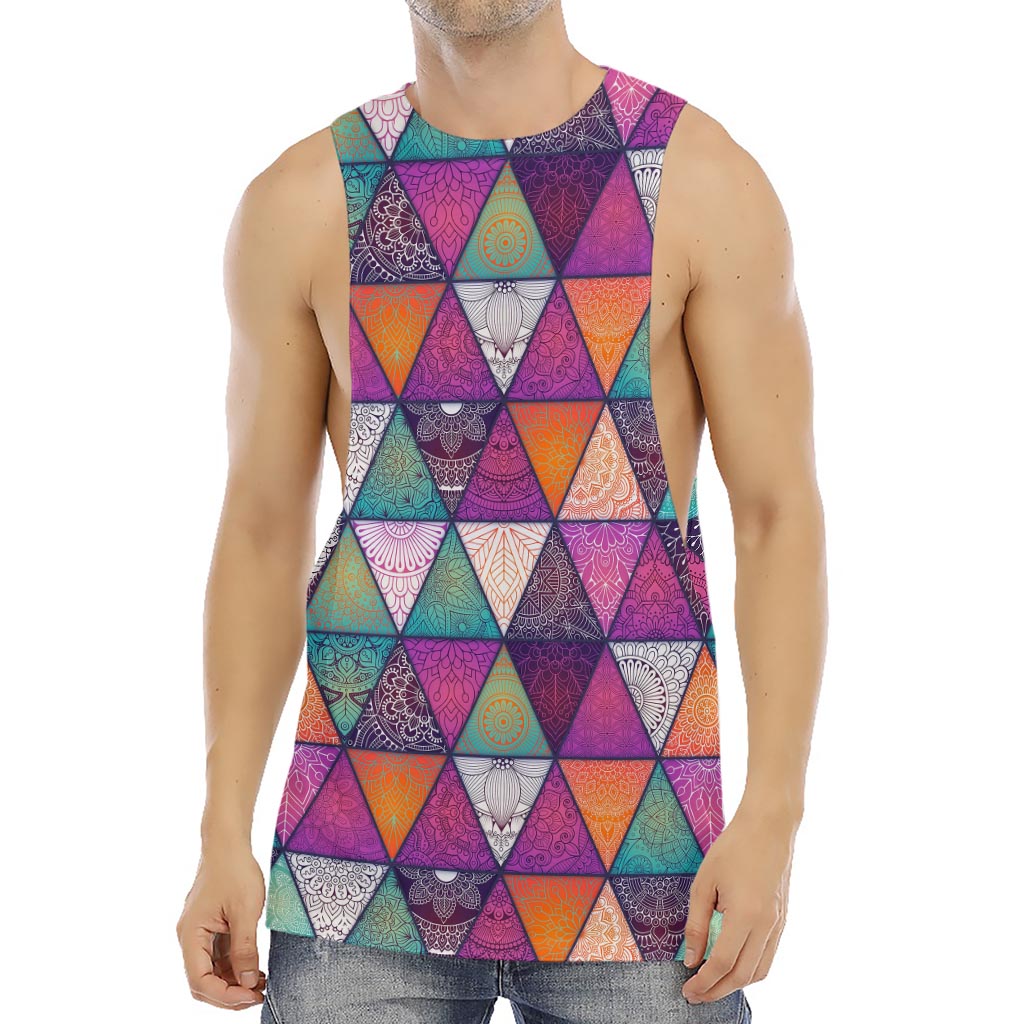 Triangle Bohemian Mandala Pattern Print Men's Muscle Tank Top