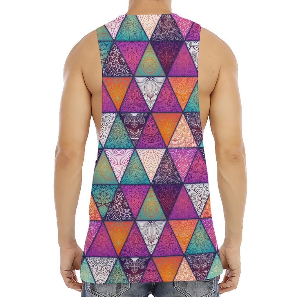 Triangle Bohemian Mandala Pattern Print Men's Muscle Tank Top