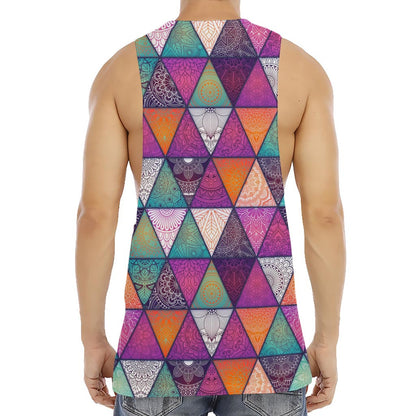 Triangle Bohemian Mandala Pattern Print Men's Muscle Tank Top