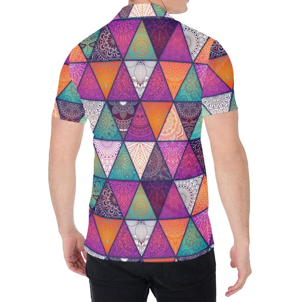 Triangle Bohemian Mandala Pattern Print Men's Shirt