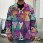 Triangle Bohemian Mandala Pattern Print Men's Shirt Jacket