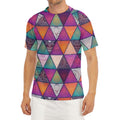 Triangle Bohemian Mandala Pattern Print Men's Short Sleeve Rash Guard