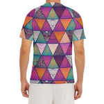 Triangle Bohemian Mandala Pattern Print Men's Short Sleeve Rash Guard