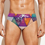 Triangle Bohemian Mandala Pattern Print Men's Swim Briefs