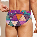 Triangle Bohemian Mandala Pattern Print Men's Swim Briefs