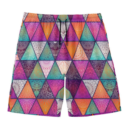 Triangle Bohemian Mandala Pattern Print Men's Swim Trunks