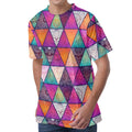 Triangle Bohemian Mandala Pattern Print Men's Velvet T-Shirt