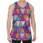 Triangle Bohemian Mandala Pattern Print Men's Velvet Tank Top