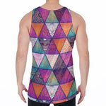 Triangle Bohemian Mandala Pattern Print Men's Velvet Tank Top