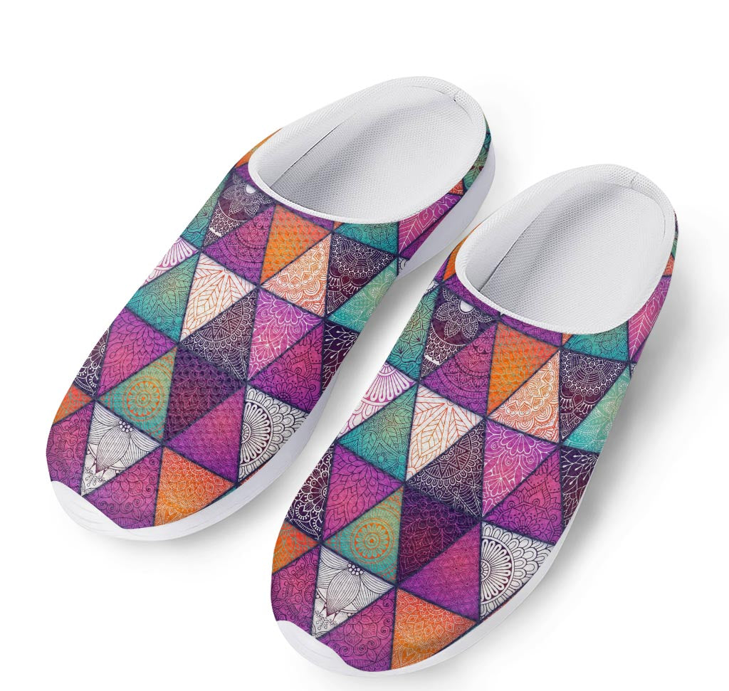 Triangle Bohemian Mandala Pattern Print Mesh Casual Shoes