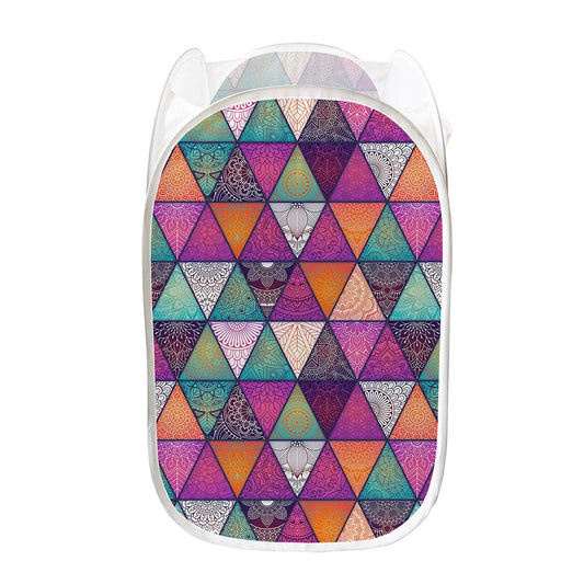 Triangle Bohemian Mandala Pattern Print Mesh Laundry Hamper