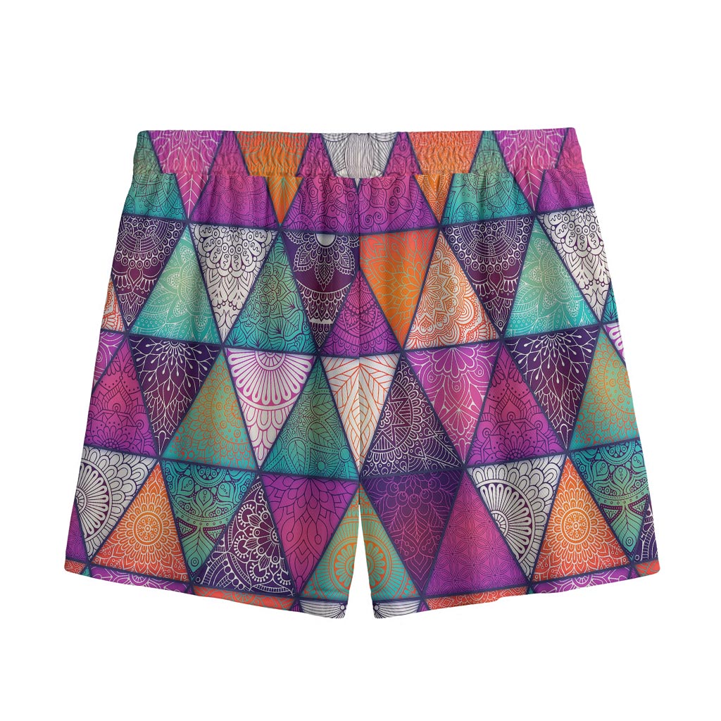 Triangle Bohemian Mandala Pattern Print Mesh Shorts