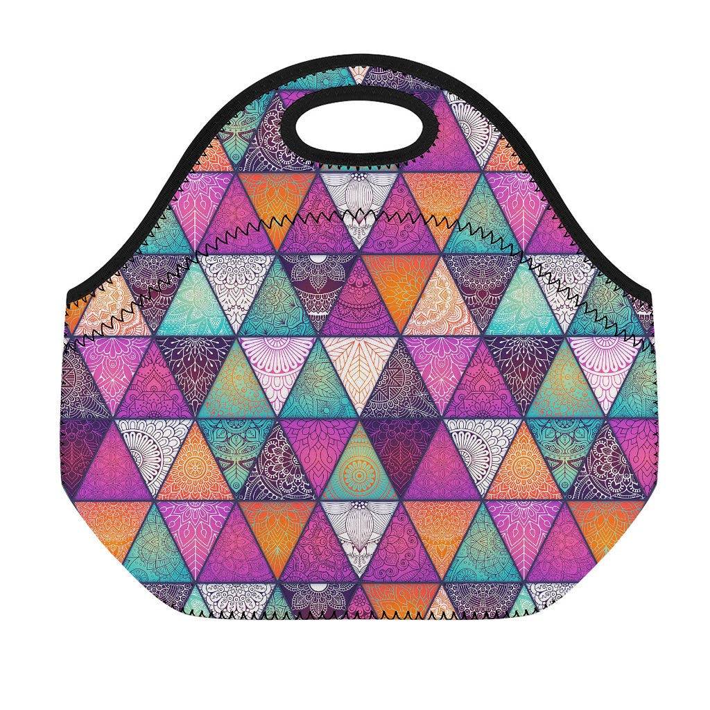 Triangle Bohemian Mandala Pattern Print Neoprene Lunch Bag