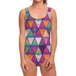 Triangle Bohemian Mandala Pattern Print One Piece Swimsuit
