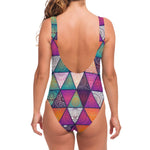 Triangle Bohemian Mandala Pattern Print One Piece Swimsuit