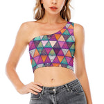 Triangle Bohemian Mandala Pattern Print One Shoulder Crop Top