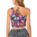 Triangle Bohemian Mandala Pattern Print One Shoulder Crop Top