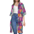 Triangle Bohemian Mandala Pattern Print Open Front Beach Cover Up