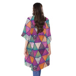Triangle Bohemian Mandala Pattern Print Open Front Beach Cover Up