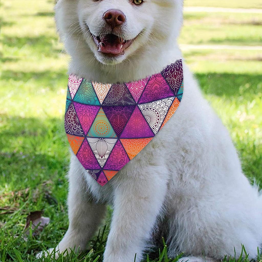 Triangle Bohemian Mandala Pattern Print Over The Collar Dog Bandana
