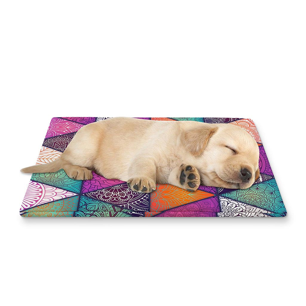 Triangle Bohemian Mandala Pattern Print Pet Cooling Mat Cover