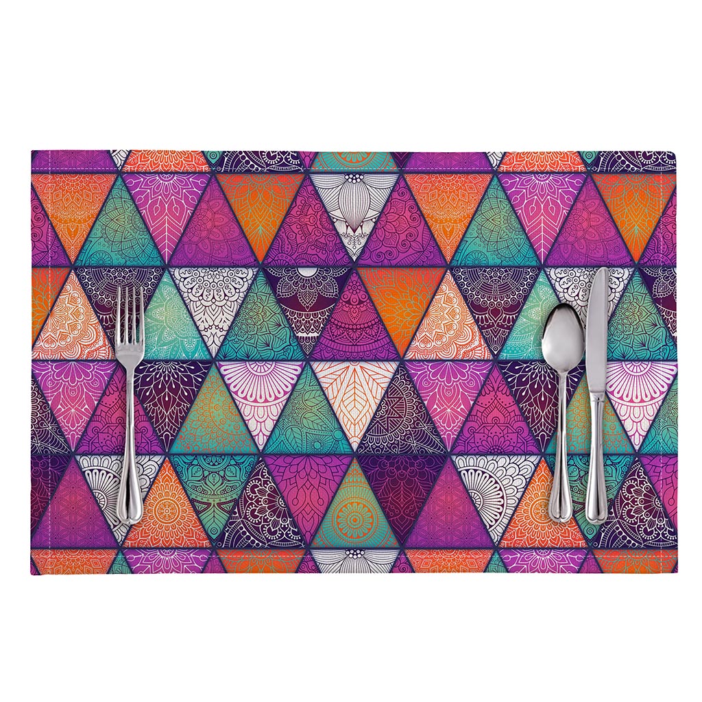 Triangle Bohemian Mandala Pattern Print Placemat
