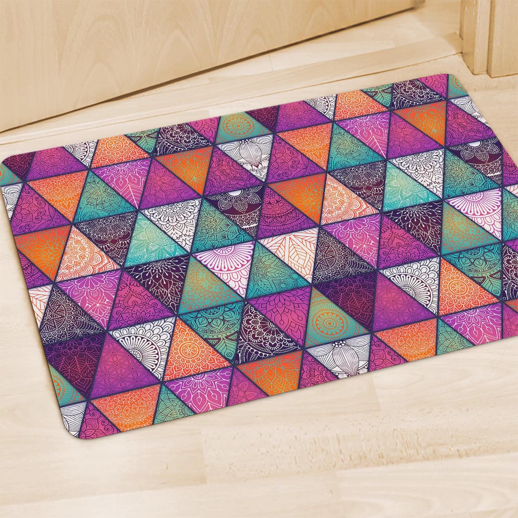 Triangle Bohemian Mandala Pattern Print Polyester Doormat