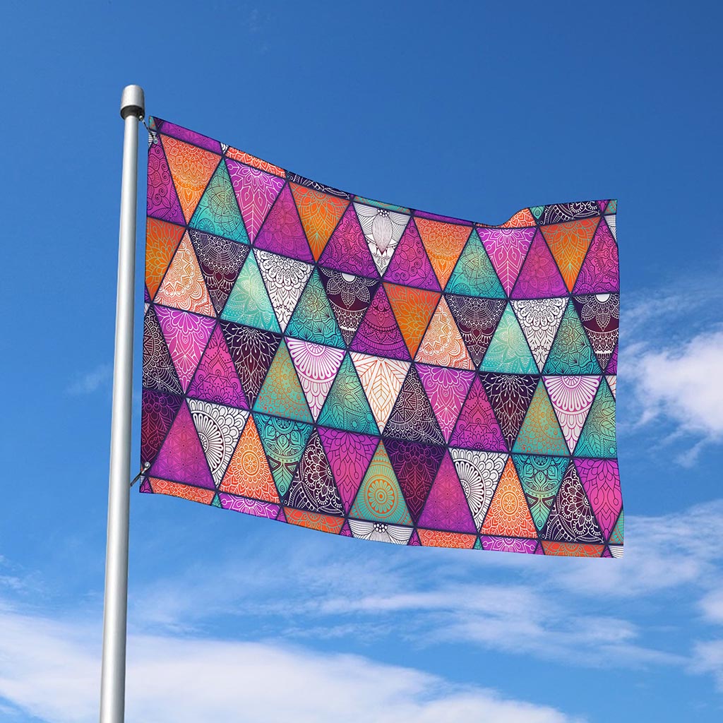Triangle Bohemian Mandala Pattern Print Polyester Flag